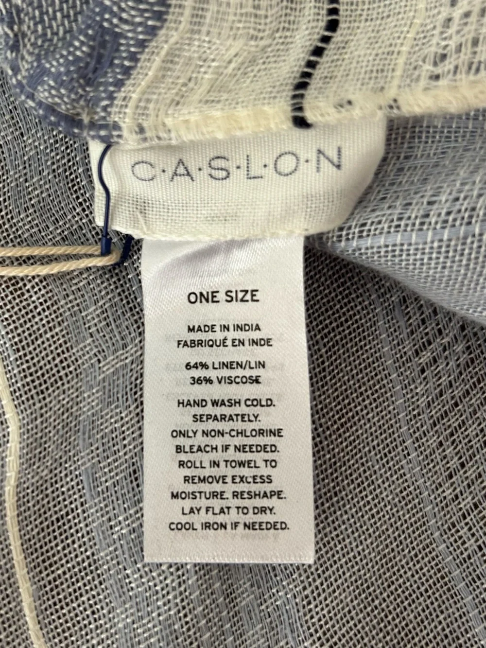 Caslon Linen Blend Striped Scarf Fringe Edge NWT